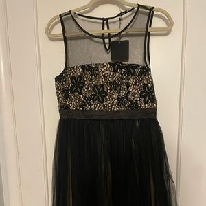 Rya black tulle/mesh lace dress